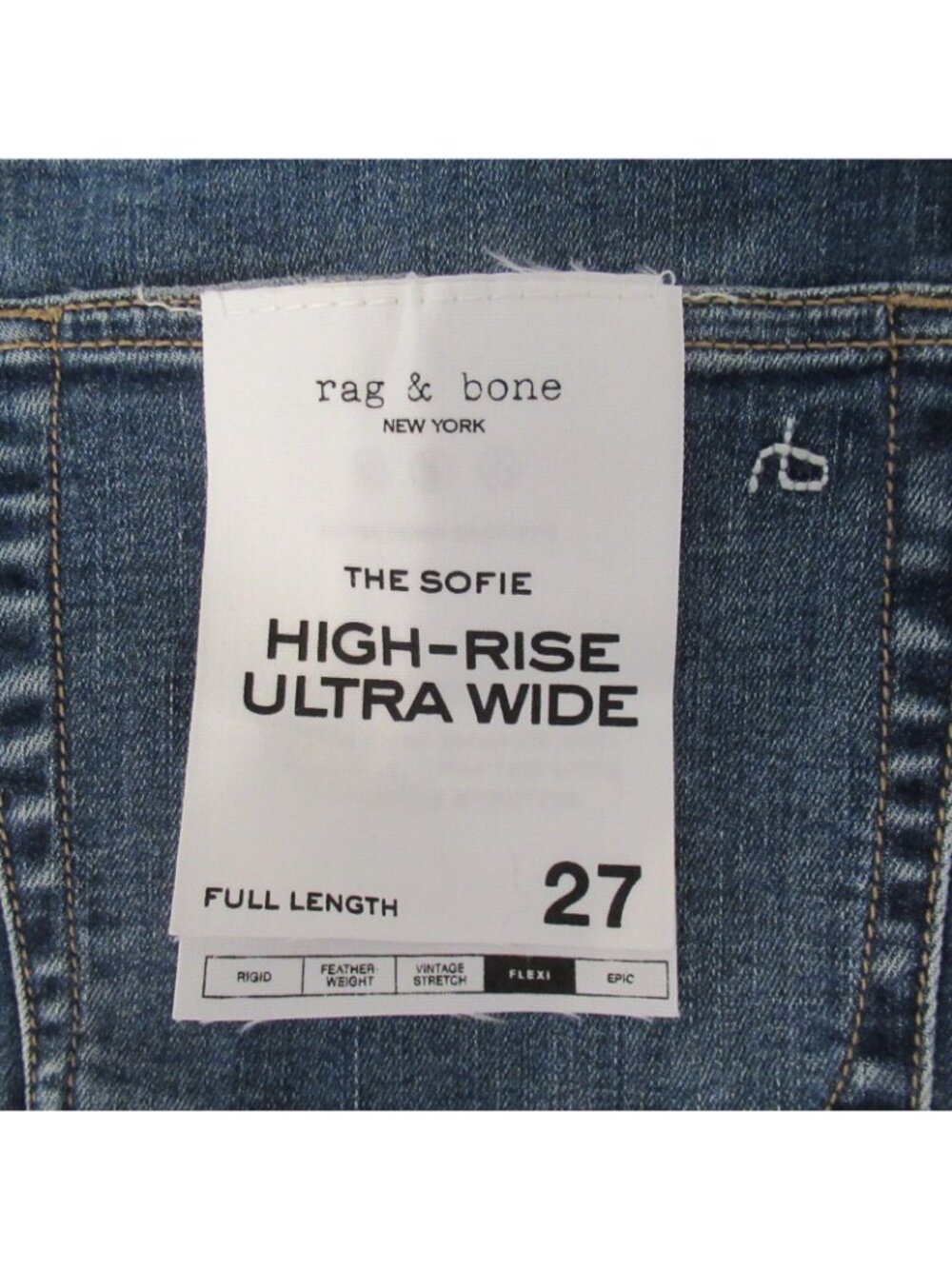 New Rag & Bone Jeans 27 The Sofie High‎ Rise Ultra Wide Leg Raw Hem Willow - Picture 5 of 10
